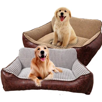 

Corn Grain Backrest Dog Beds For Large Dogs Dog House Waterproof Leather Chihuahua Bed Small Medium Dogs Bull Terrier Pet Bed