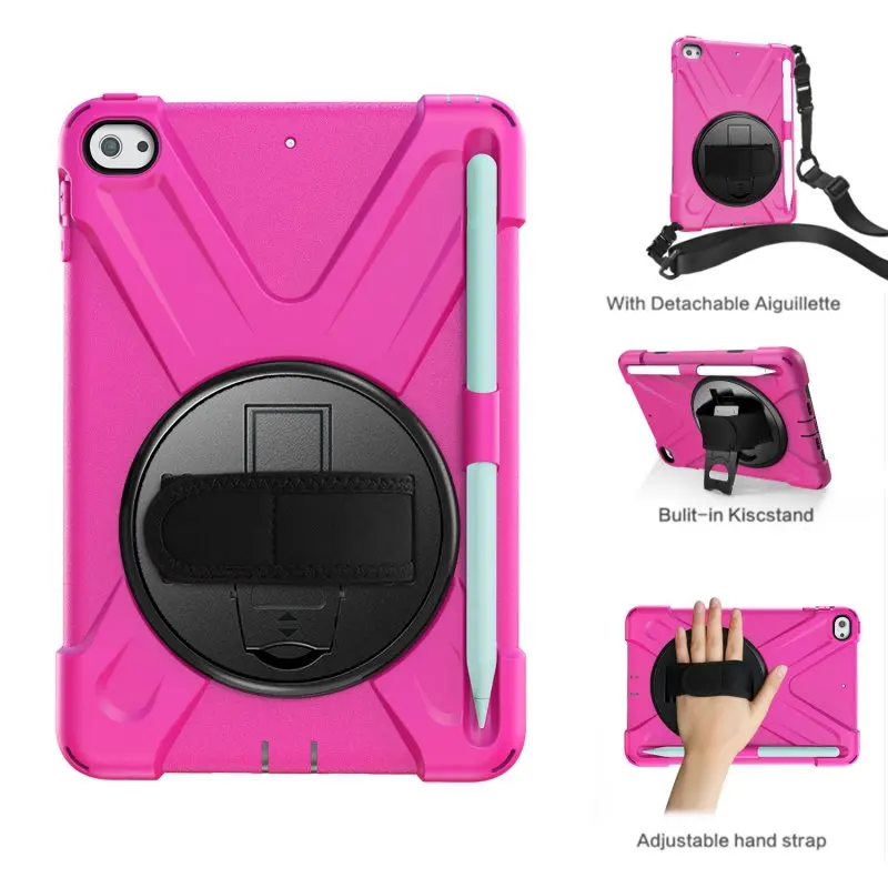 Hot Pink Плечевой ремешок чехол для Apple iPad mini 4 Ipad mini 5 7,9 mini4 mini5 A1538 A2125 A212 чехол Coque Funda держатель для карандашей - Цвет: Hot Pink
