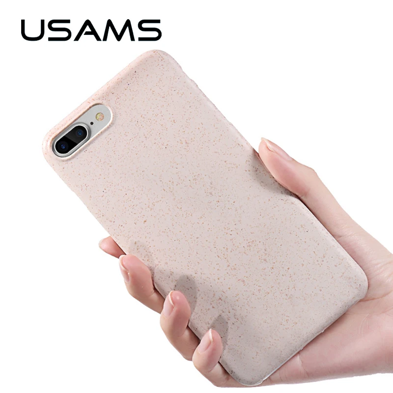 USAMS For iPhone 7 plus wheat fiber phone case protector green material shell for |