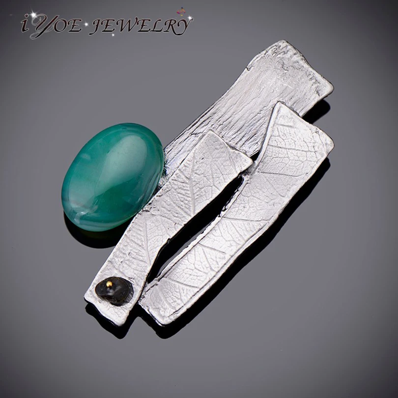 IYOE Unique Black Gun Color Metal Brooch Vintage Jewelry Colorful Stone