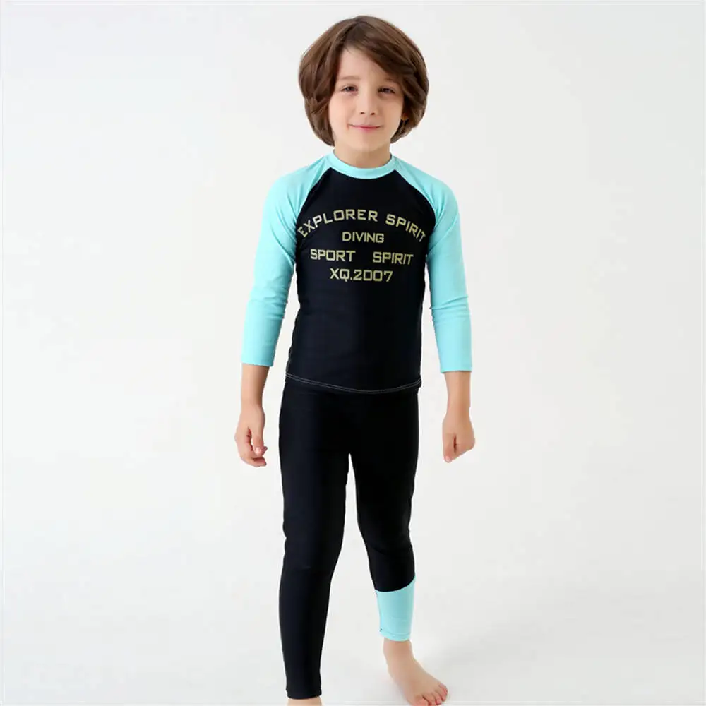 Long Panties Rash Guard Boys Long Sleeve Two Piece Swimsuit Letter Children Swimwear Child 2 16