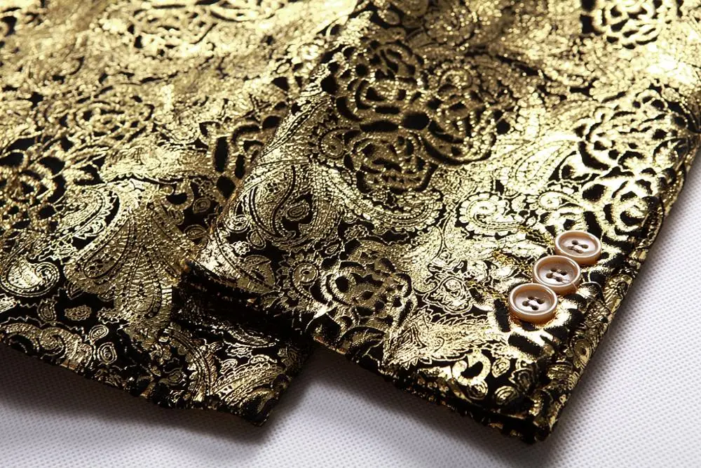 2019 New High Quality Gold Printing Men'S Suit Jacket High Quality Business Casual Fashion Trend Wild Men'S Single West M-5XL