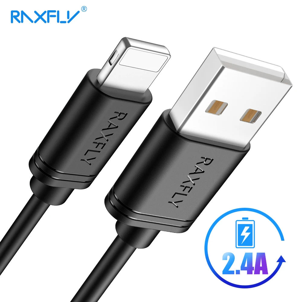 

RAXFLY USB Cable for iPhone X 8 7 Plus 2.4A Fast Charging Lightning to USB Cable for iPhone XS Max XR Phone Charger Cables Wire