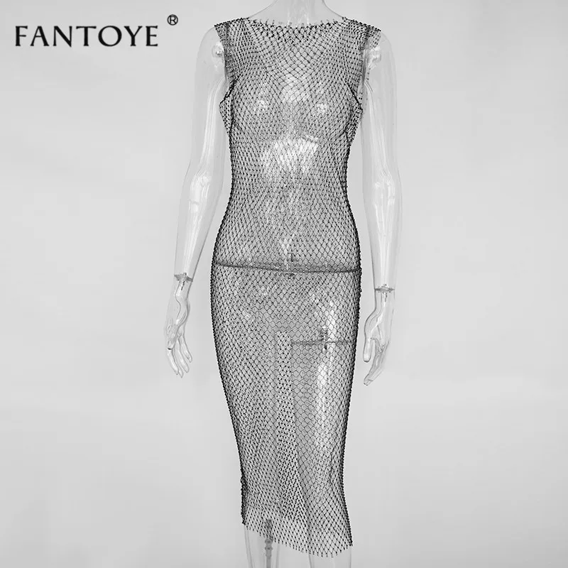 diamond fishnet dress
