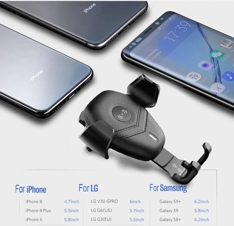 Meskey QI Беспроводное зарядное устройство 10 Вт автомобильное зарядное устройство для iPhone XR XS X 8 для samsung Galaxy S9 S10 быстрое зарядное устройство Carregador Veicular#25