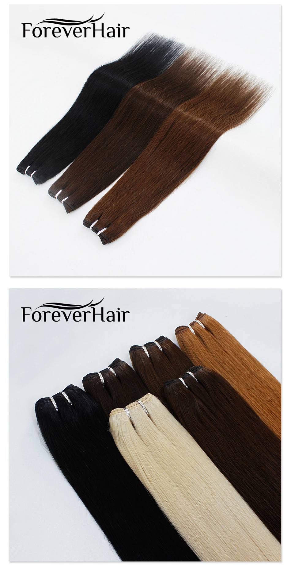 FOREVER HAIR 100 г/шт. Remy человеческие волосы ткет натуральный черный цвет прямые волосы для наращивания платиновый блонд пучки 100 г/шт