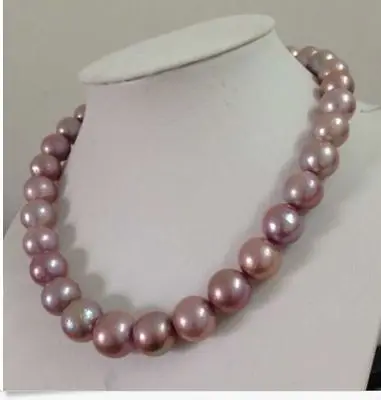 

Wholesale FREE SHIPPING 18INCH SOUTH SEA ROUND12-13MM LAVENDER PEARL NECKLACE 14KGP