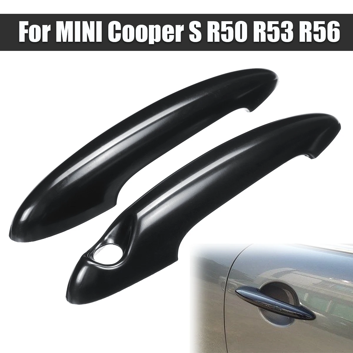 Auto cubierta de la manija de la puerta para BMW Mini Cooper S R50 R53 R56 par brillo negro Trim partes exteriores estilo cubierta de la manija de la puerta