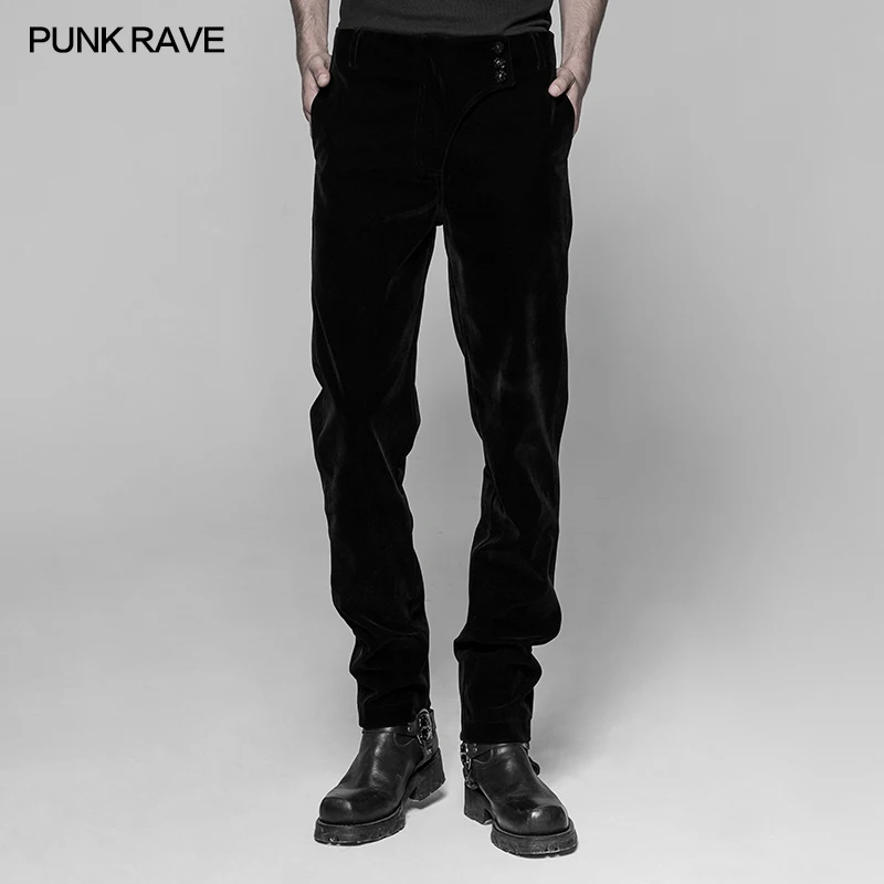 

Punk Rave Gothic Gorgeous Black Weft Velveteen Retro Palace Victorian Men's Trousers Pants Stage Performance Personality Pants