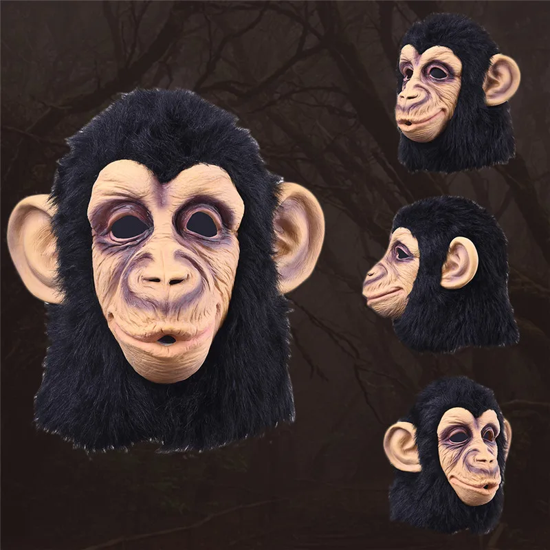 Super Lovely Monkey Head Latex Mask Full Face Adult Mask Halloween Masquerade Fancy Dress Party Cosplay Costume Cute Animal Mask