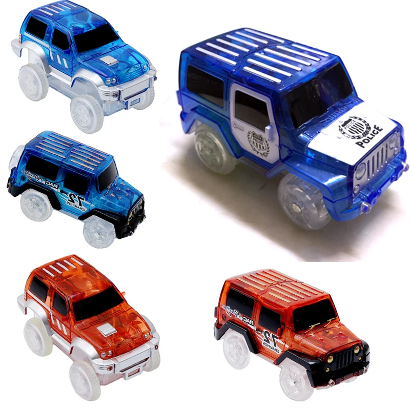 

3 LED lights Police Cars for Magic Golwing Track Electronics Car Toys With Flashing Lights DIY Magic Car Toy cars For Kids Party