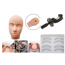 Тренировочный манекен с плоской головкой тренировочный макияж для ресниц для наращивания+ 10 пар клейких ресниц+ зажим