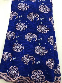 

African Swiss Voile Lace High Quality Swiss Voile Lace in Switzerland Royal Blue 5yards Cotton African Nigeria Material MomenJG5
