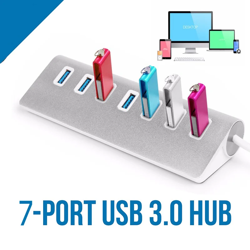 Usb-хаб 3,0 7 портов Мульти USB 3,0 концентратор разветвитель с адаптером питания USB Hab высокоскоростной 5 Гбит/с USB разветвитель 3 хаба для ПК ноутбука