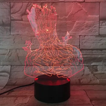 

Novelty Groot Guardians 3D LED Light Halloween Decoration Gift Kid Holiday USB 7 Colors Change Lava Lamp Kids Hobbies Drop Ship