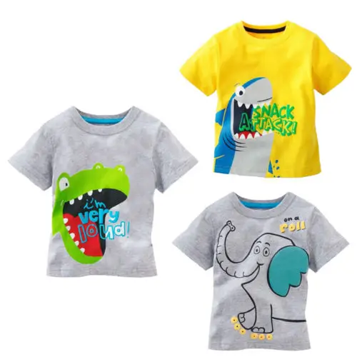 

Short Sleeve Cartoon Toddler Baby Kids Boys Cotton Tops T-shirt Clothes 1-6 Yrs