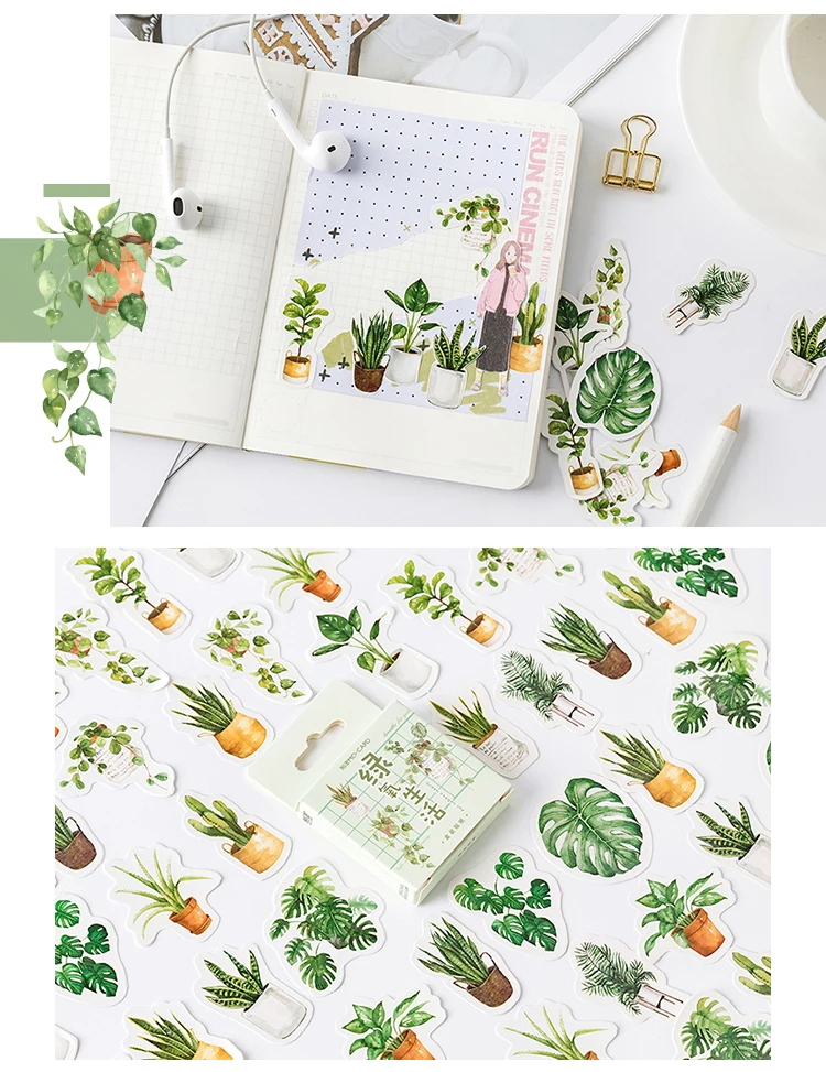 45 PCS/lot Green Plant Cactus Mini Paper Sticker Decoration DIY Ablum Journal Diary Scrapbooking Label Sticker Stationery HT023