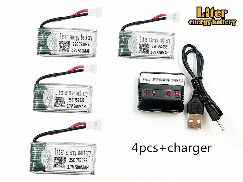 Обновлен 25c 3,7 v 500 mah Lipo Батарея для Syma X11 X11c Hubsan X4 H107c H107d H107l Радиоуправляемый квадрокоптер lipo 752035 lipo Батарея