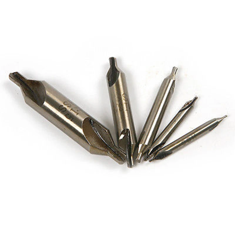 5pcs/set  HSS 1-5mm  Combined Center Drills Bit Set 60 Degree Angle Countersinks Tool