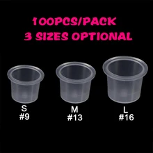 Pro 100 шт./упак. Пластик чернил для татуажа, чашки колпак маленький средних и больших размеров, для боди-арта татуировки чернила поставки Прямая
