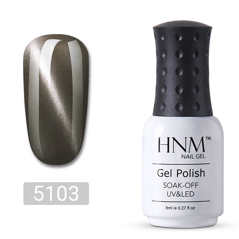 HNM 8 мл Серый цветной "кошачий глаз" замочить от лака тиснения верхнее пальто база пальто эмаль гель лак кошачий глаз лак для ногтей Полупостоянный - Цвет: 5103