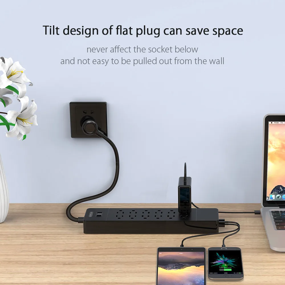 NTON POWER USB Power Strip Защита от перенапряжения штепсельная вилка США 12 розеток