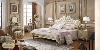 

0426-0019 Luxury european design champagne silve wood bed