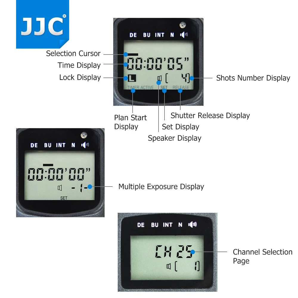 JJC Wireless Multifunction LCD Timer Remote Control for Canon EOS 850D 5DS R7 R10 1DC 5D 7DM3 7DM2 6D 5D2 5D3 AS RS-80N3 TC-80N3