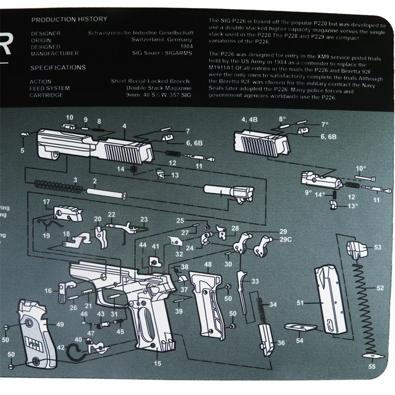 Коврик для чистки ружья для Glock резиновый ковер водонепроницаемый нескользящий с инструкциями Armourist коврик для тактической охоты страйкбол