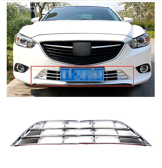 For Mazda 6 Atenza 2013-2015 ABS Chrome Front Bottom Grille Grill Frame Trims Exterior Chromium Styling Parts 2pcs 2014 For Mazda 6 Atenza 2013-2015 ABS Chrome Front Bottom Grille Grill Frame Trims Exterior Chromium Styling Parts 2pcs 2014