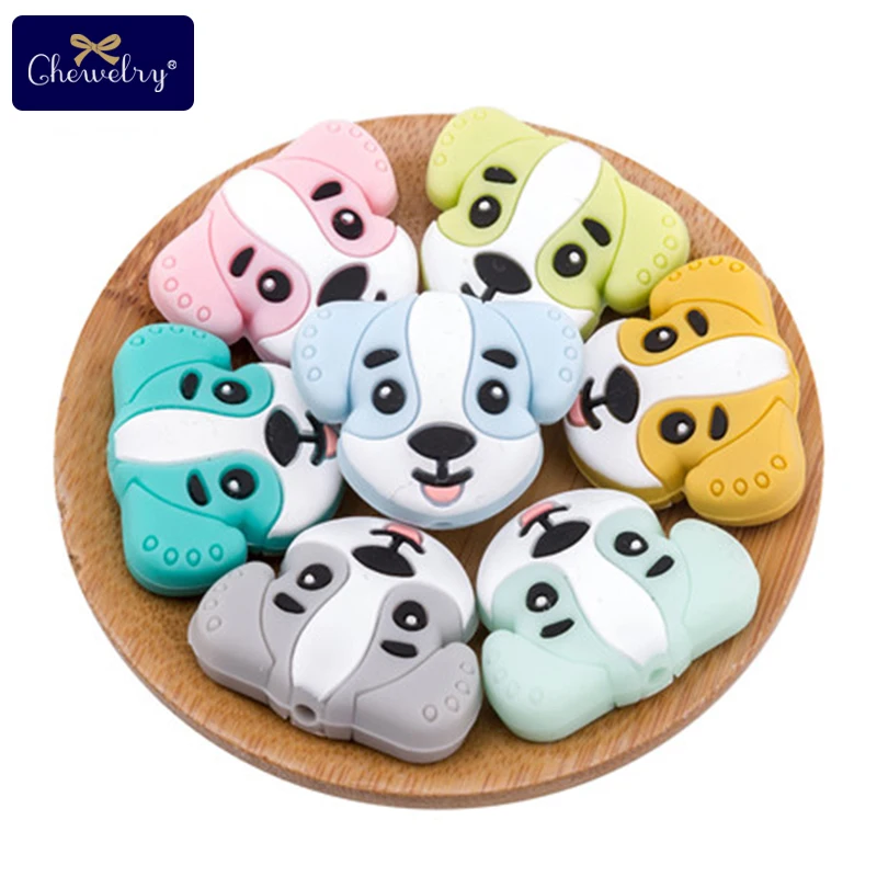 

5PC Baby Teether Dog China Panda Rodent Silicone Beads DIY Pacifier Chain Necklaces Pendant Bite Chew Teething Toy Let's makE