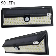 90 светодио дный s 950lm Солнечный светодио дный настенный светильник 2835 SMD белый Солнечный Мощность Открытый Сад света движения PIR Сенсор Путь Бра 3,7 В
