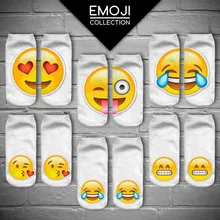 2016 New 3D Print Emoji Socks Women Low Cut Ankle Sokken Funny Cute Emoji Print Meias Feminina Kawaii Chaussette Femme
