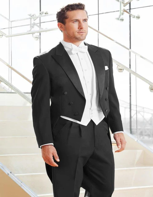 を 2019 ブラック燕尾服ハンサム結婚式のスーツ男服新郎タキシード介添人スーツ