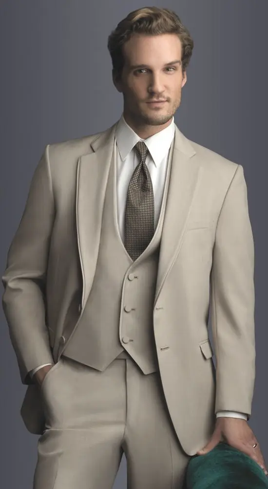 Latest Coat Pant Designs Champagne Men Suit Slim Fit 3 Piece Classic