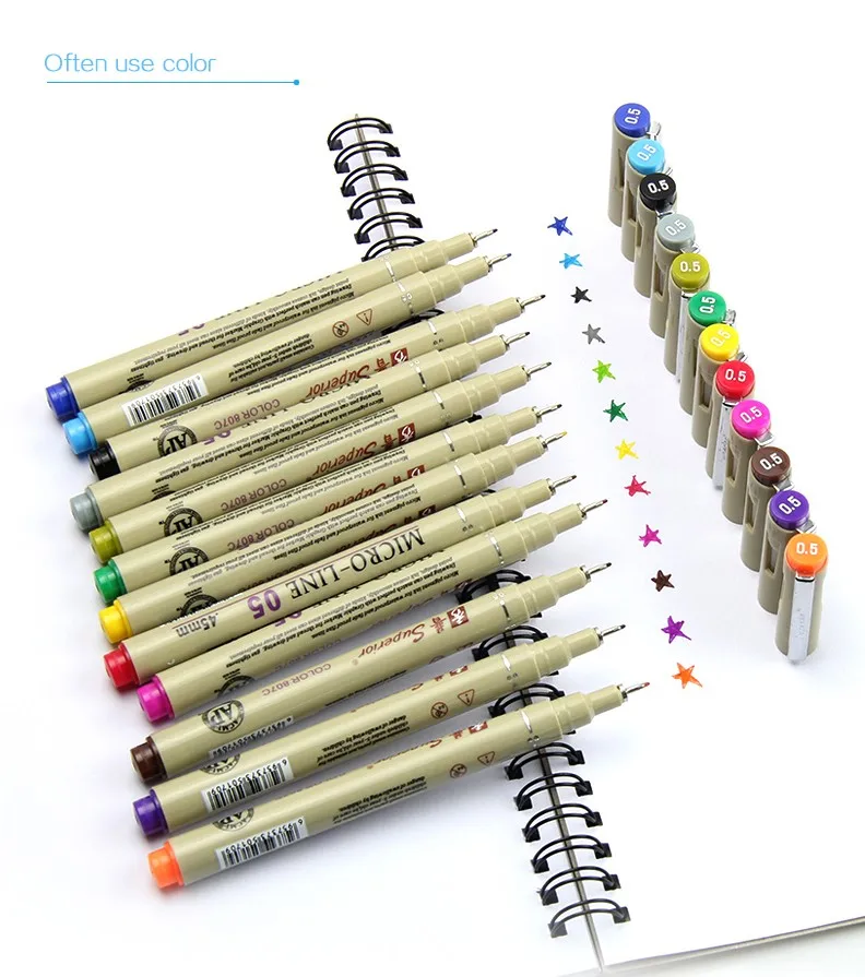 

12 Colores Sketch Markers fineliner Fine Student art Marker Pen For School Drawing Manga Painting Art Supplies