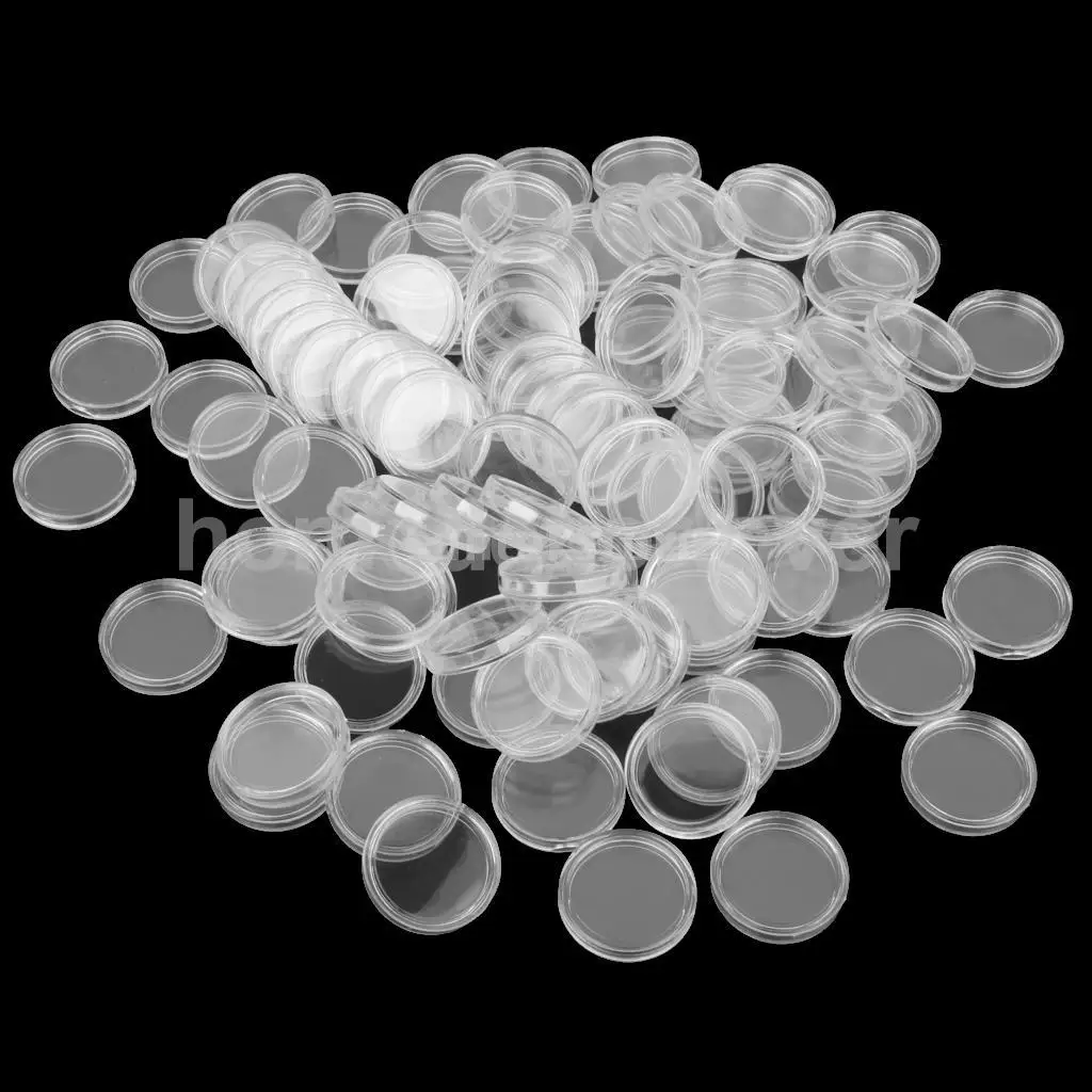 300Pcs Clear Round Coin Capsules Case Box Holder Protectors for Collection 19mm 28mm 36mm