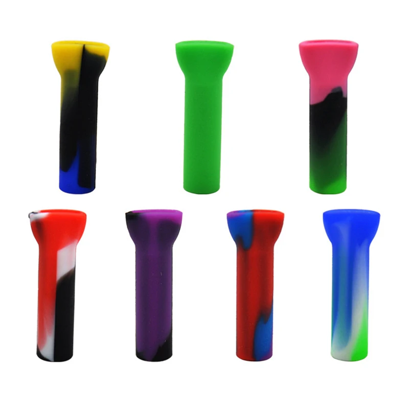 

Color Random 1pc Smoking Silicone Reusable Filter Tips Flat /Round Mouth Tips Silicone Cigarette Holder Mouth Tips