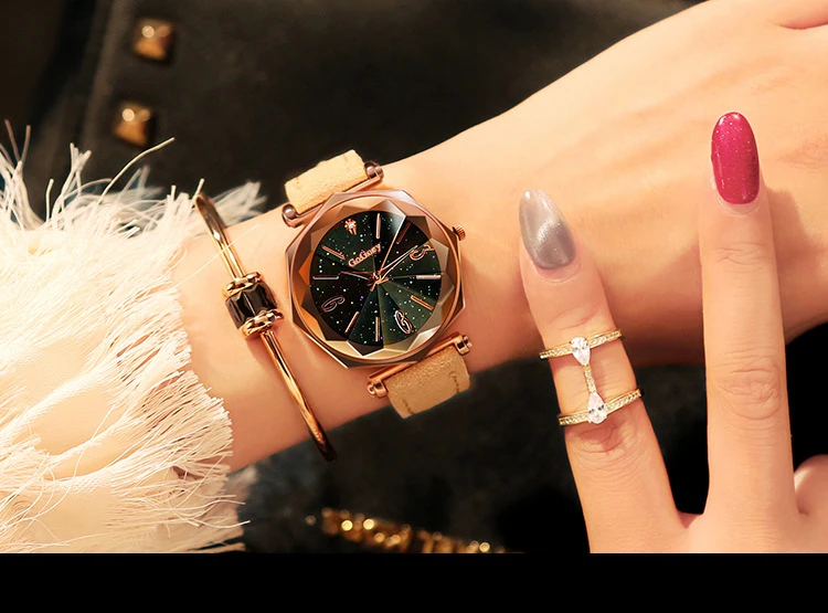 Новые роскошные модные кожаные часы для женщин Топ бренд розовое золото Кристалл платье наручные часы Классические кварцевые часы для женщин Reloj Mujer