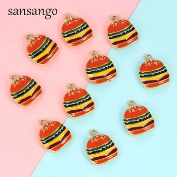 

10pcs/lot DIY Fashion Jewelry Making Finding Accessories Zinc Alloy Enamel Charms Burger Fries Pizza Necklace Pendants