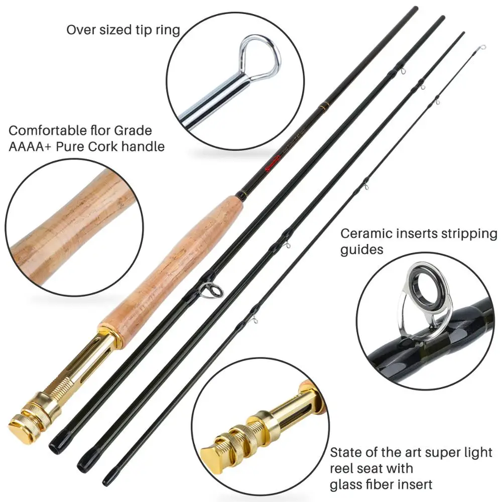  Sougayilang 2.7m Fly Fishing Rod Combo Light Weight Portable Green Black Fly Rod and CNC-machined A