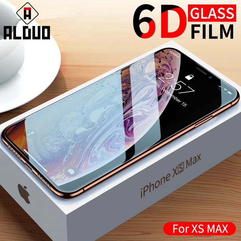 

ALANGDUO 6D Glass For iPhone 7 8 XS MAX XR X Screen Protector Curved Tempered Glass For iPhone X 10 7 8 Plus Full Cover Film