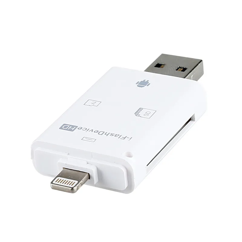 Мульти в 1 TF USB адаптер памяти для Micro SD кард-ридера адаптер для флеш-накопителя мульти OTG ридер для iPhone 5 5S 5C 6 7 8 - Цвет: White