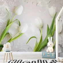 Пользовательские настенные ткани 3D обои современный минималистичный живой цветок тюльпан гостиная диван ТВ спальня фон декоративный 3D Фреска