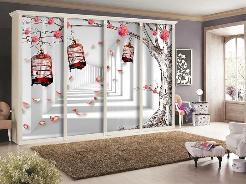 Glass film customize stickers sliding door wardrobe window film modern