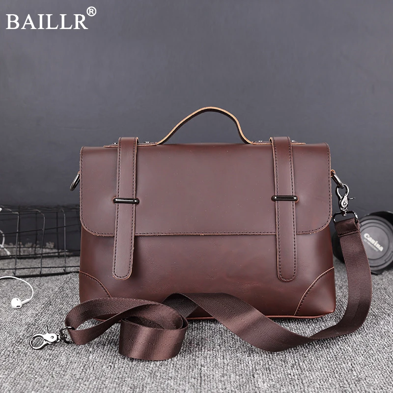 

2019 New Fashion Vintage Classic Briefcase PU Leather High quality Men's Handbag Casual&Business Bags for laptop Cross body bag