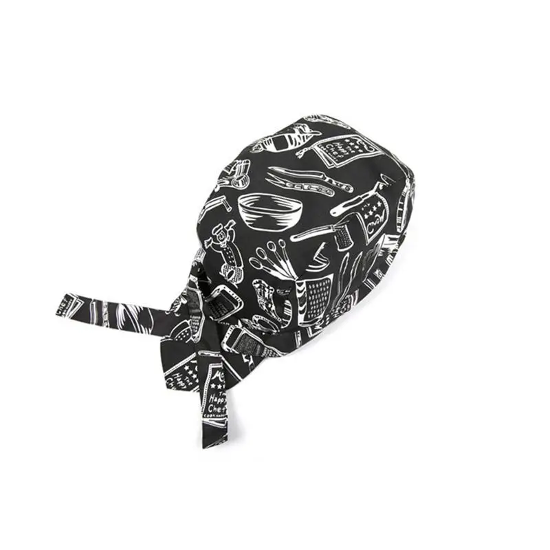 

Fashion Cutlery Style Chefs Hat Cap Kitchen Catering Skull Cap Ribbon Cap Turban