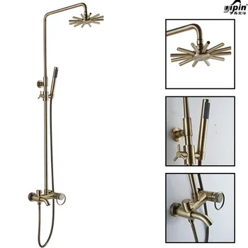

Bathroom gold Paint Solid Brass Bathtub Shower Set Wall Mounted 8" Rainfall Shower Mixer Tap Faucet 3-functions Mixer Valve