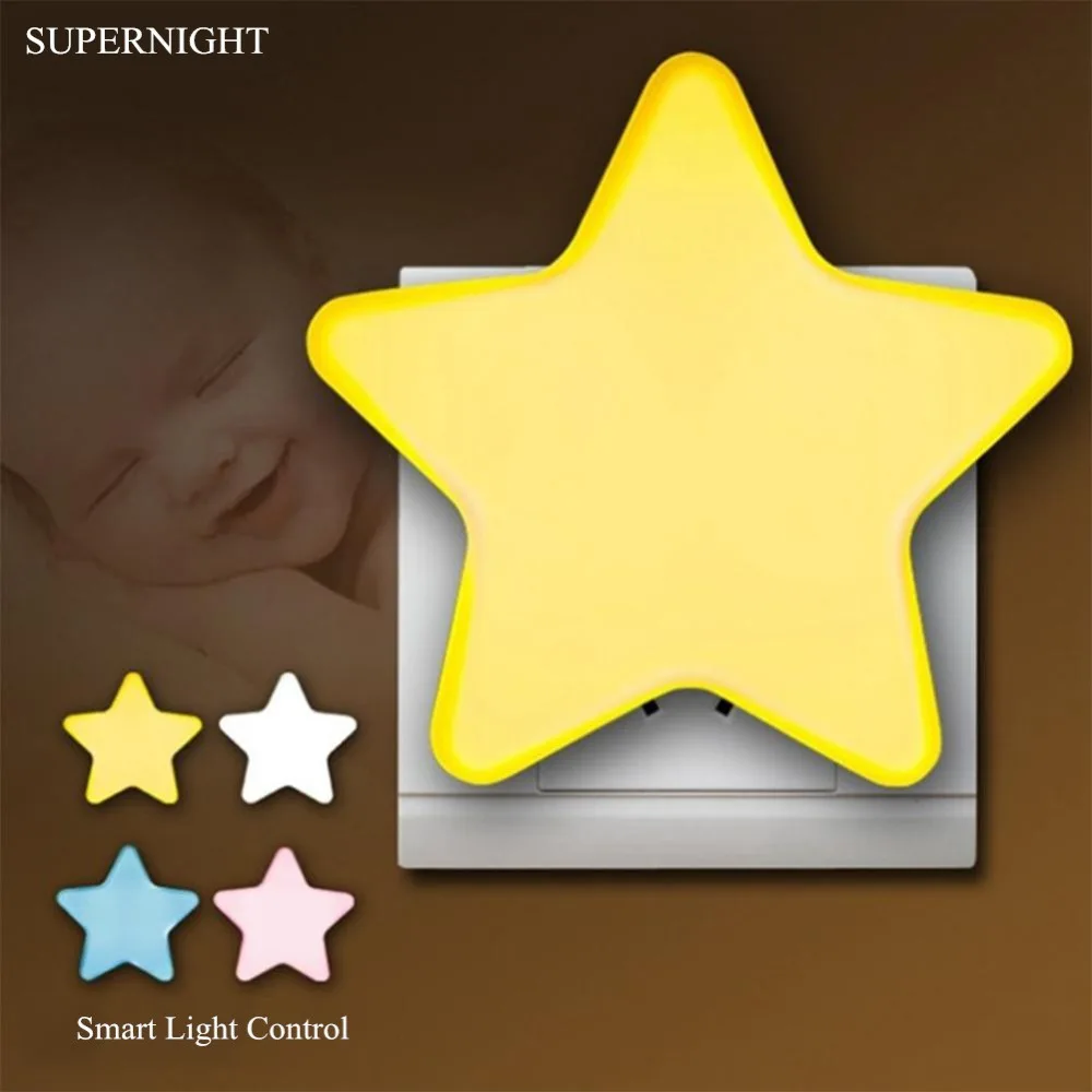 

Mini Star Light Sensor Control LED Night Light Stairs Corridor Toilet Bedside Wall Lamp for Children Kids Baby Sleep US EU Plug