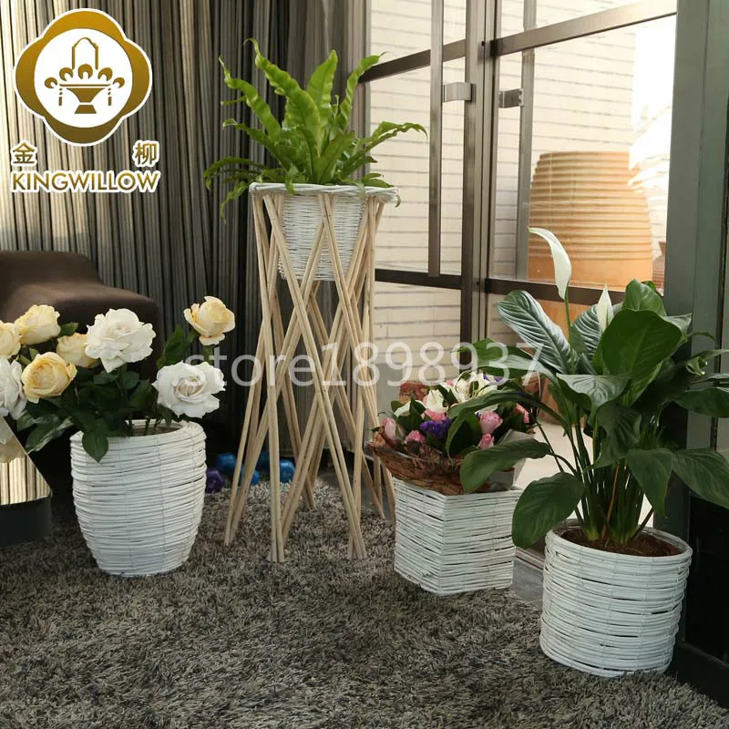 Handmade Wickerwork Decorative Rattan Wicker Planters Flower Pots